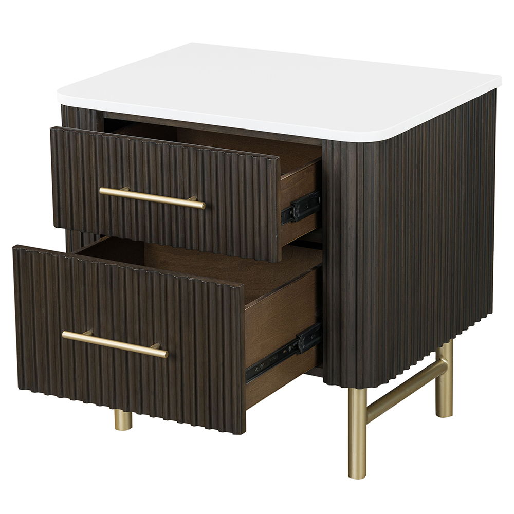 Clayten - Nightstand - Marble Top & Espresso