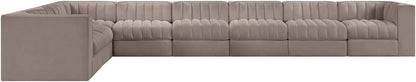 Rummi - Velvet Performance Fabric Upholstered 8 Piece Modular Sectional (With 3 Corner Chairs)