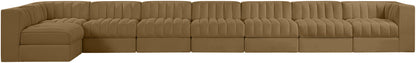 Rummi - Velvet Performance Fabric Upholstered 8 Piece Modular Sectional, L-Shaped (Right)