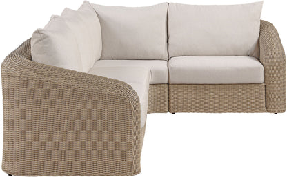 Seacrest - 123.25" Olefin Water Resistant Fabric And Wicker 4 Piece Outdoor Patio Modular Sectional