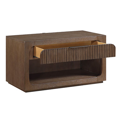 Leanna - Nightstand With Wood Top - Brown Oak