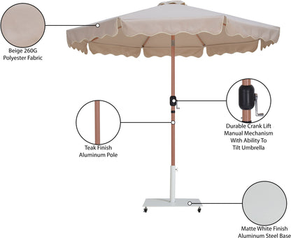 Amalfi - Aluminum Patio Umbrella - White Base / Light Brown Pole