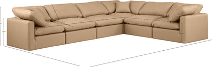 Indulge - Faux Leather 6 Piece Modular Corner Sectional - Tan