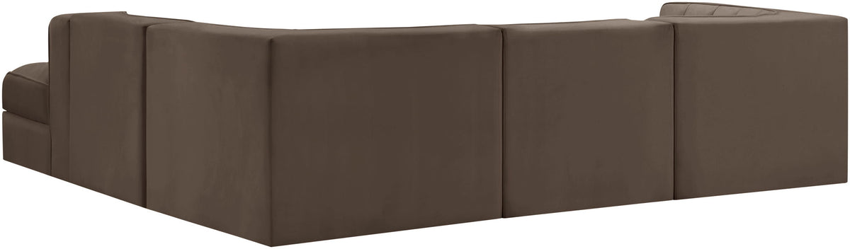 Rummi - Velvet Performance Fabric Upholstered 5 Piece Modular Sectional