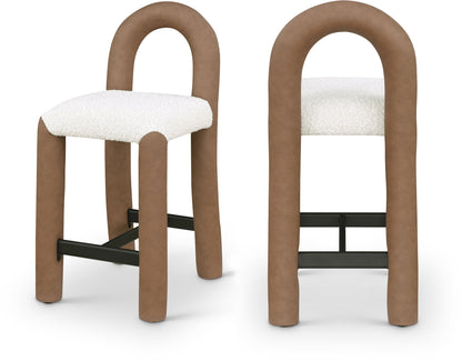 Amari - Vegan Leather and Boucle Fabric Stool