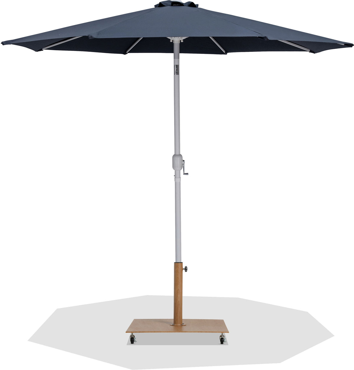 Fiji - Aluminum Patio Umbrella With Square Teak And White Base