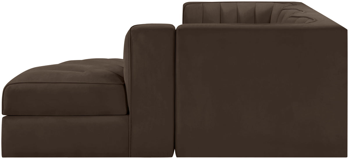 Rummi - Velvet Performance Fabric Upholstered 4 Piece Modular Sectional, With Reverse Corner Chair