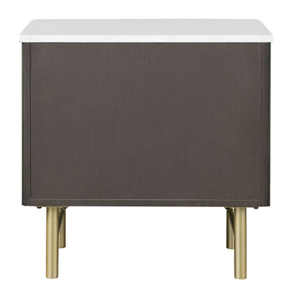Clayten - Nightstand - Marble Top & Espresso