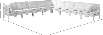 Nizuc - Outdoor Patio 9 Piece Modular Sectional With White Frame