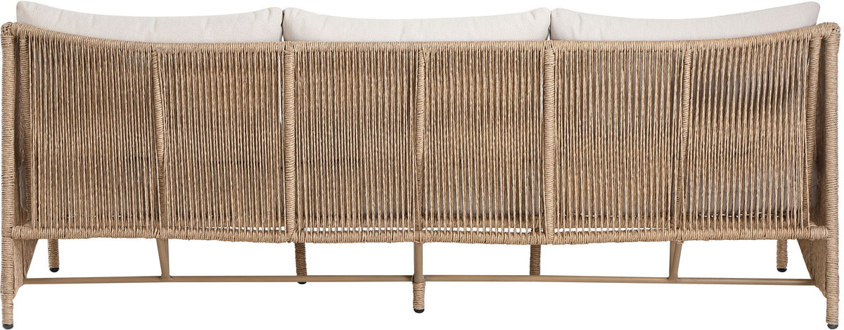 Coastline - Olefin Water Resistant Fabric And Wicker Outdoor Patio Sofa - Beige
