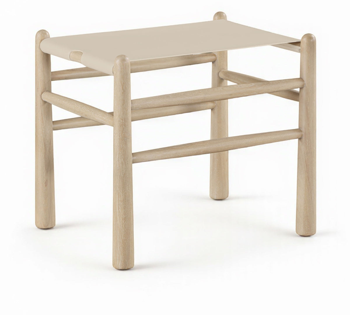 Santos - Faux Leather Upholstered Bench - Natural Frame