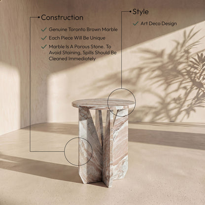 Alba - Genuine Marble End / Side Table