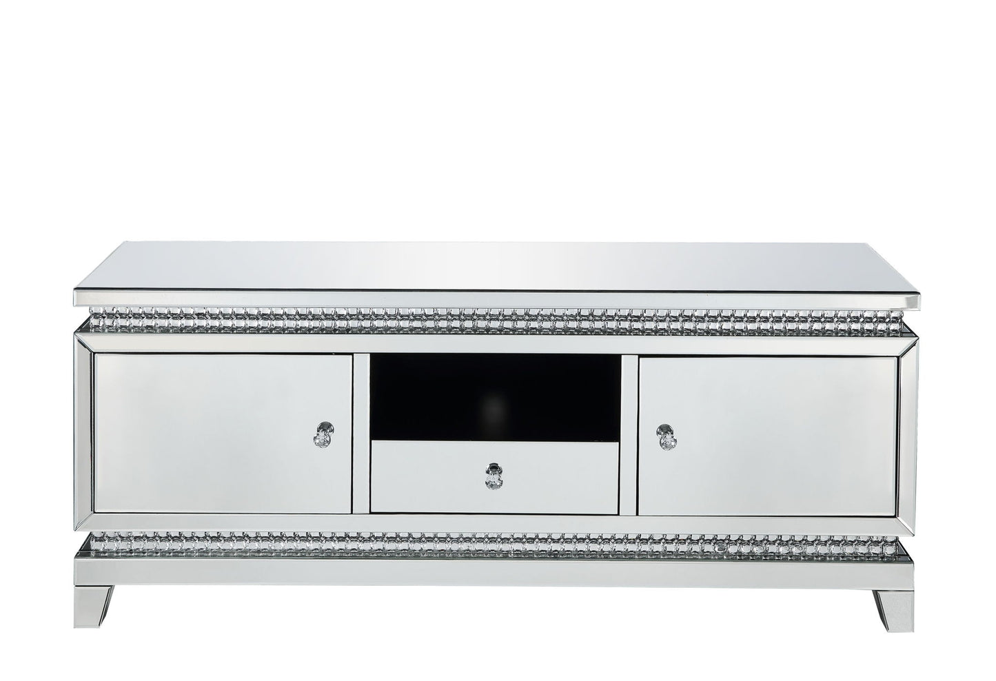 Lotus - TV Stand - Mirrored, Faux Ice Cube Crystals