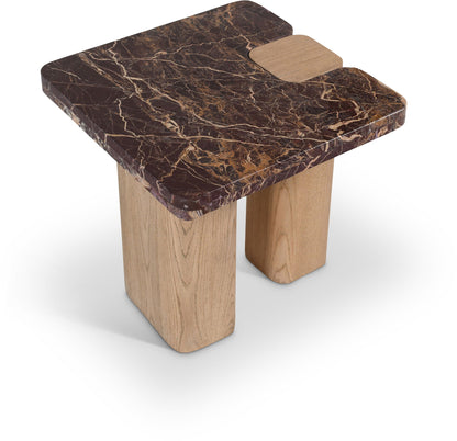 Ravenna - Marble/Stone End Table - Burgundy