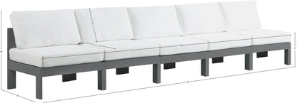 Nizuc - Outdoor Patio 5 Seat Modular Armless Sofa With Gray Frame