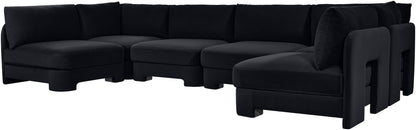 Hammond - Velvet Performance Fabric Upholstered 6 Piece U-Shaped Armless Sectional