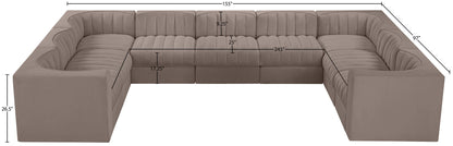 Rummi - Velvet Performance Fabric Upholstered 9 Piece Modular Sectional