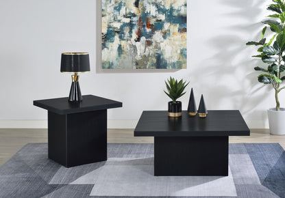 Devar 2-piece Square Cocktail Coffee End Table Set Black