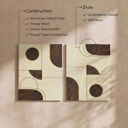 Element - Mango Wood 2 Piece Wall Art
