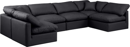 Indulge - Faux Leather 6 Piece Modular U-Shaped Sectional