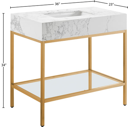 Marmo - Engineered Marble Bathroom Vanity With Gold Base