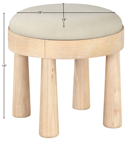 Larea - Linen Textured Fabric Ottoman - Natural Base