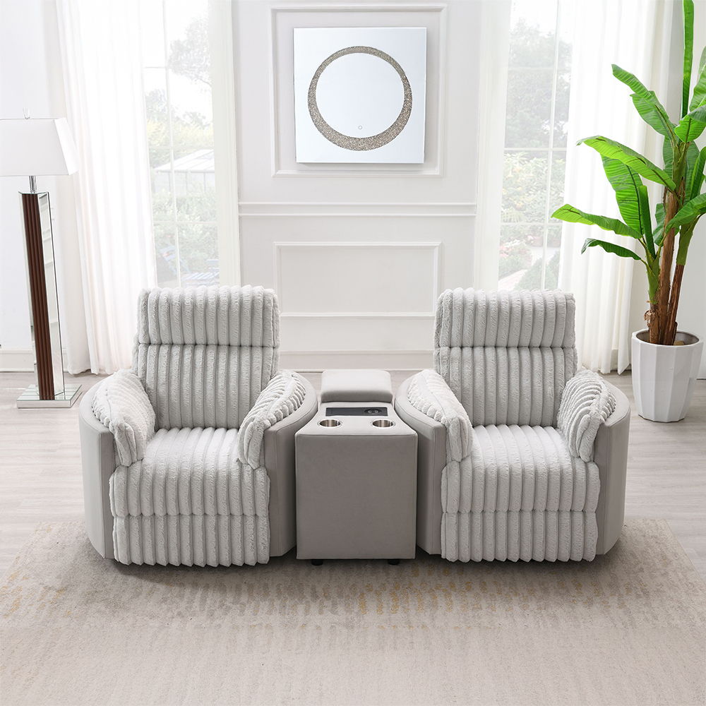 Emee - Console With USB - Gray Corduroy