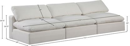Comfy - Linen Modular Armless Sofa 3 Seats