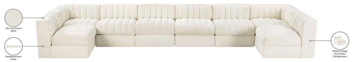 Rummi - Velvet Performance Fabric Upholstered 8 Piece Modular Sectional (With 2 Corner Chairs)