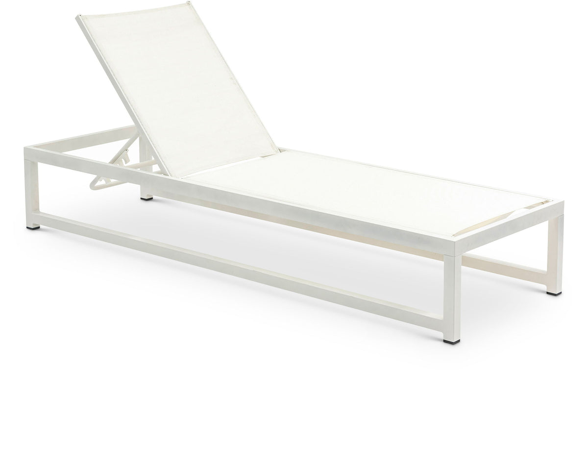 Maldives - Water Resistant Outdoor Patio Adjustable Sun Chaise Lounge Chair With White Base