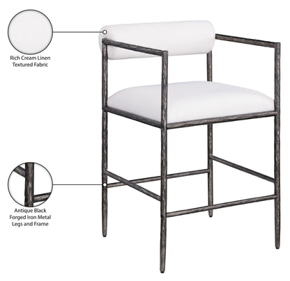 Axis - Linen Textured Cream Fabric Upholstered Counter Stool (Set of 2)