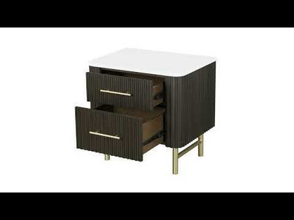 Clayten - Nightstand - Marble Top & Espresso