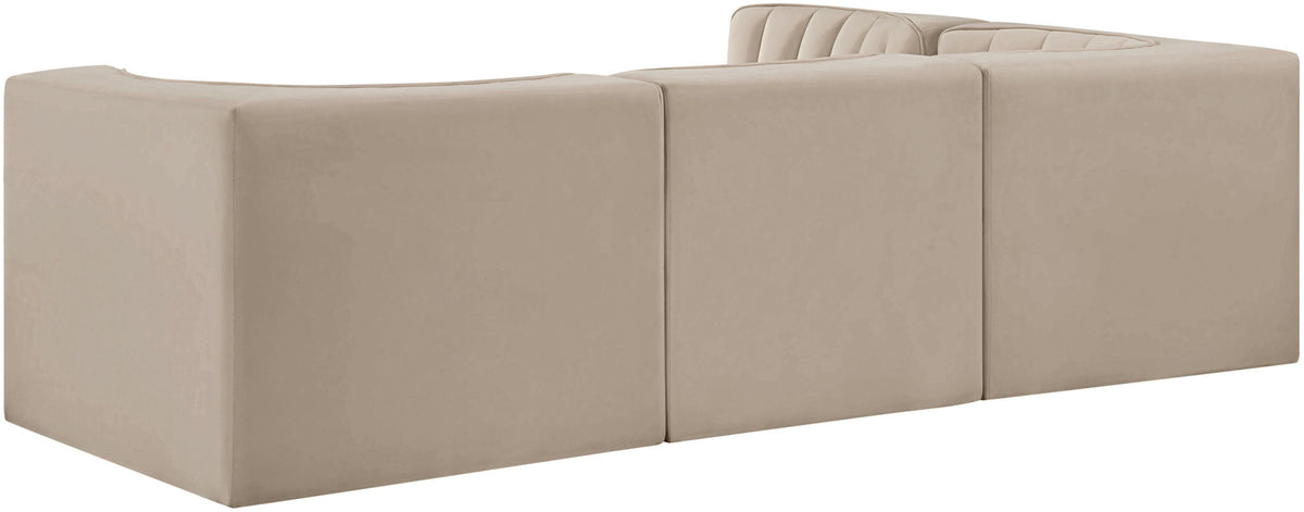 Rummi - Velvet Performance Fabric Upholstered 4 Piece Modular Sectional