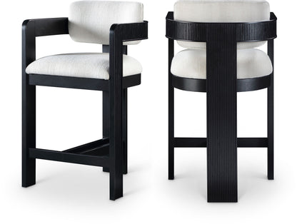 Sacha - Linen Stool With Black Base