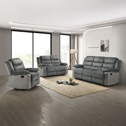 Lesley - Motion Sofa - Gray Corduroy & Velvet