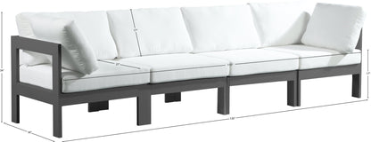 Nizuc - Outdoor Patio 4 Seat Modular Sofa With Gray Frame