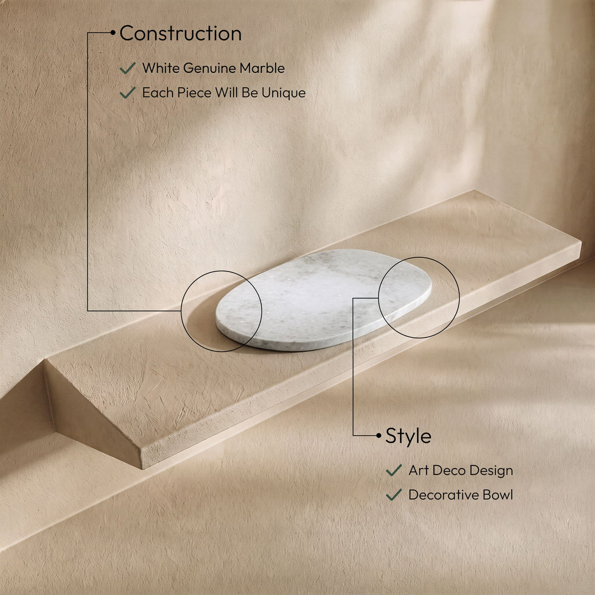 Livia - Genuine Marble Decorative Tray