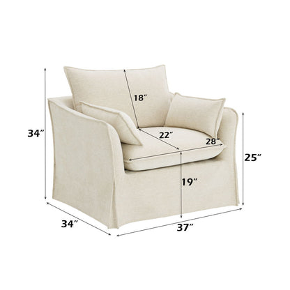 Shane - Chair With 2 Pillows - Beige Linen