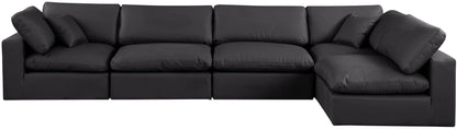 Comfy - 5 Piece Faux Leather Modular Sectional