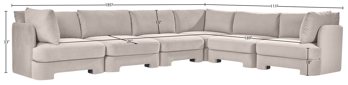 Hammond - Velvet Performance Fabric Upholstered 6 Piece Corner Sectional