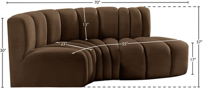 Arc - Velvet 3 Piece Modular L-Shaped Sofa