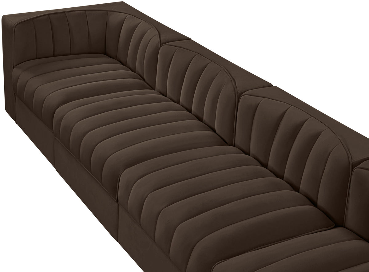 Rummi - Velvet Performance Fabric Upholstered 4 Piece Modular Sofa