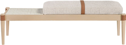 Nara - Linen Textured Fabric Upholstered Bench - Painted Natural