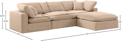 Comfy - 4 Piece Velvet Modular Sectional With Chaise