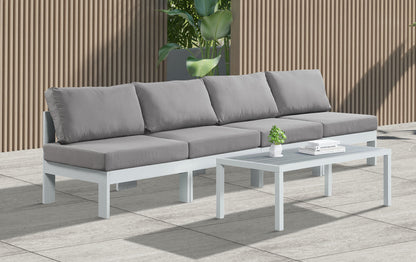 Nizuc - Outdoor Patio 4 Seat Armless Modular Sofa With White Frame