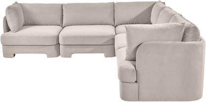Hammond - Velvet Performance Fabric Upholstered 5 Piece Corner Sectional