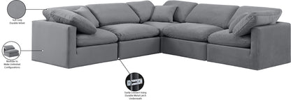 Indulge - Velvet 5 Piece Modular Corner Sectional