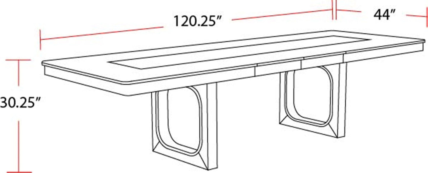 Escape - Dining Rectangular Table With Console And 8 Caster Chairs - Glazed Natural Oak Black Metal Trim