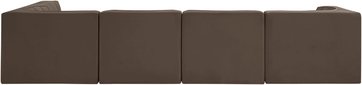 Rummi - Velvet Performance Fabric Upholstered 5 Piece Modular Sectional, L-Shaped (Right)