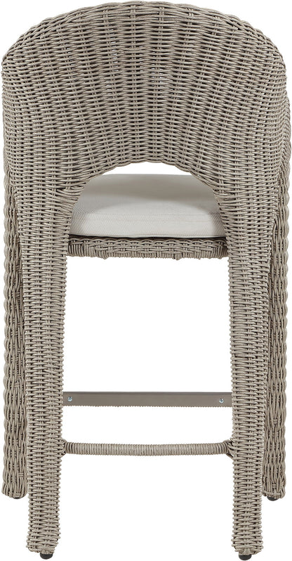 Seacrest - Olefin Water Resistant Fabric And Wicker Outdoor Patio Bar Stool